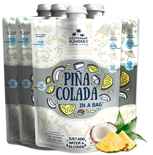 Lt. Blender's Pina Colada in a Bag – Pina Colada Drink Mix - Each Bag Makes 1/2 Gallon of Slushie Pina Colada Mix – Cocktail Mix - Make a Cocktail, Wine Slushie or Mocktail - (Pack of 4)