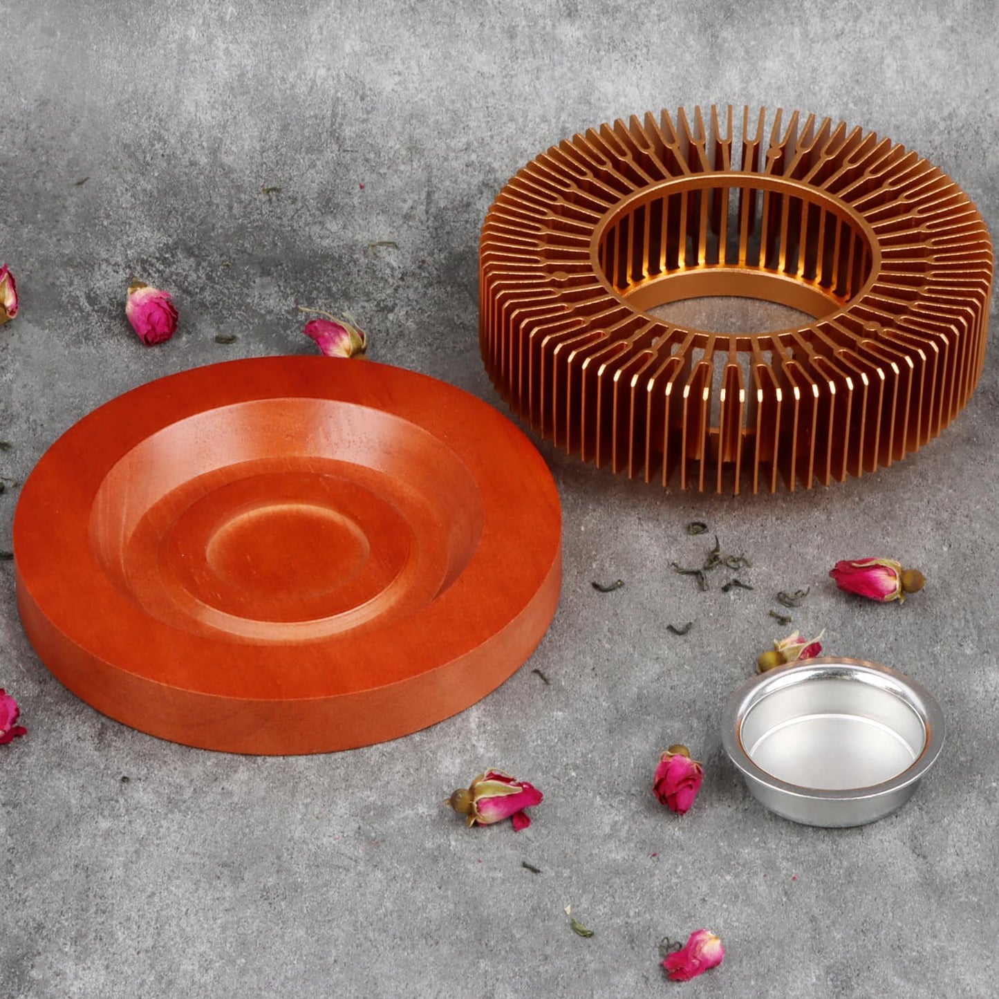 KAYCROWN Teapot Warmer, Tea Warmer with Tealight Holder, Teapot Heater for Heating Tea, Coffee, Milk, Food, Aluminum Alloy, Rose Gold