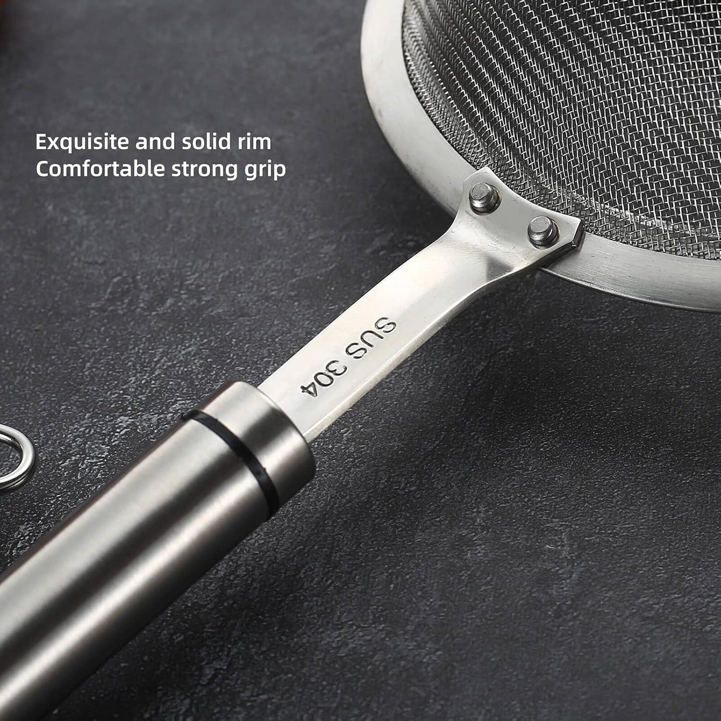304 Stainless Steel Fine Mesh Strainers for Kitchen, Colander-Skimmer with Handle, Sieve Sifters for Food, Tea, Rice, Oil, Noodles, Fruits, Vegetable 5.51 inch Medium