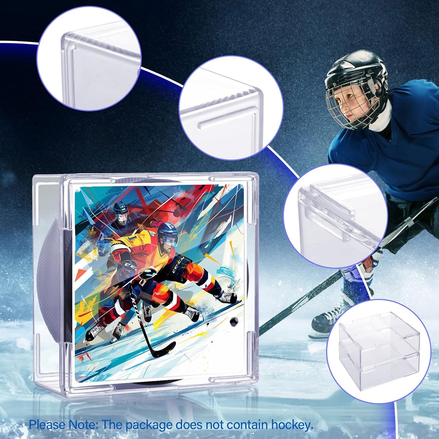 Hockey Puck Display Case, 8 Pack Acrylic Holder for Official Size Pucks, Gifts for Hockey Collectors and Enthusiasts, Premium Display Box for Collectibles