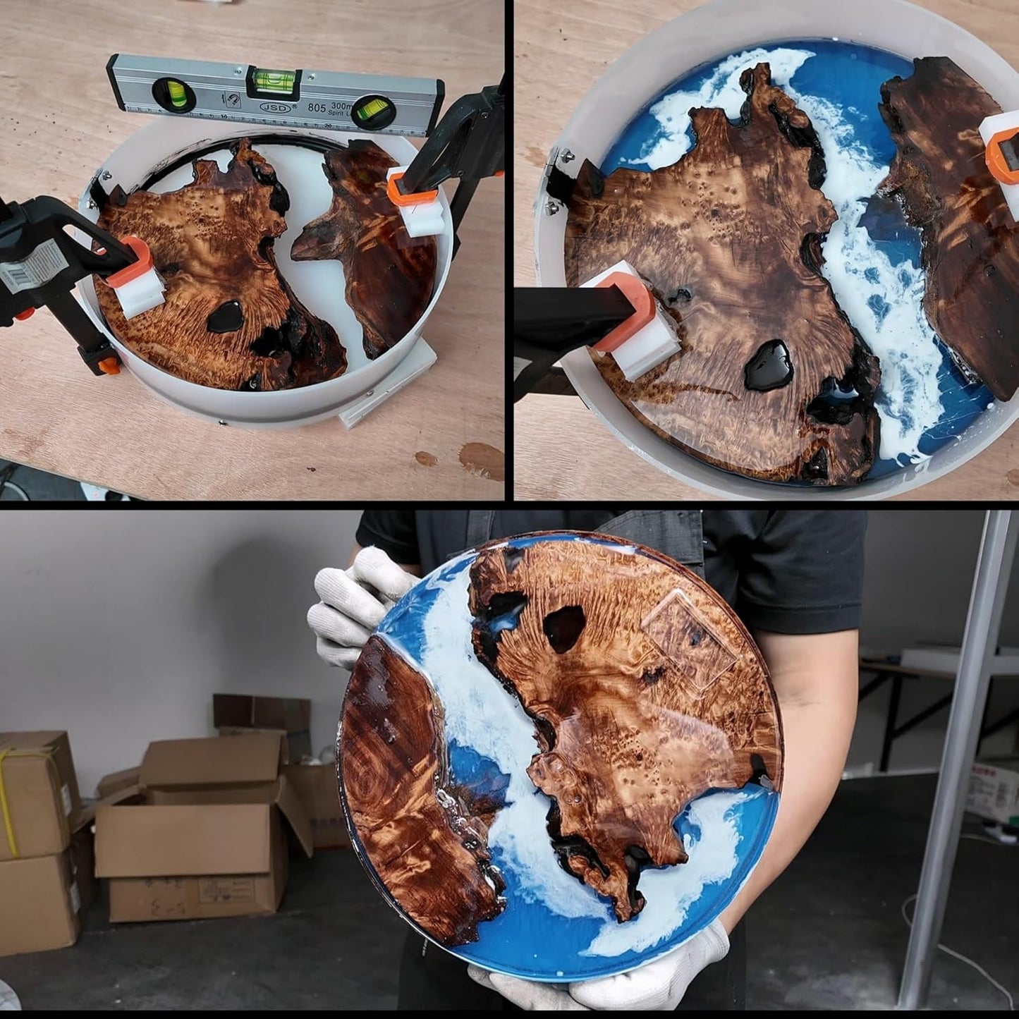 Resin Mold Large Round Deep -Kalinta 18inch Reusable Epoxy Round Molds for Resin Clock, Serving Tray Board, End Table，Floral Preservation Bouquet