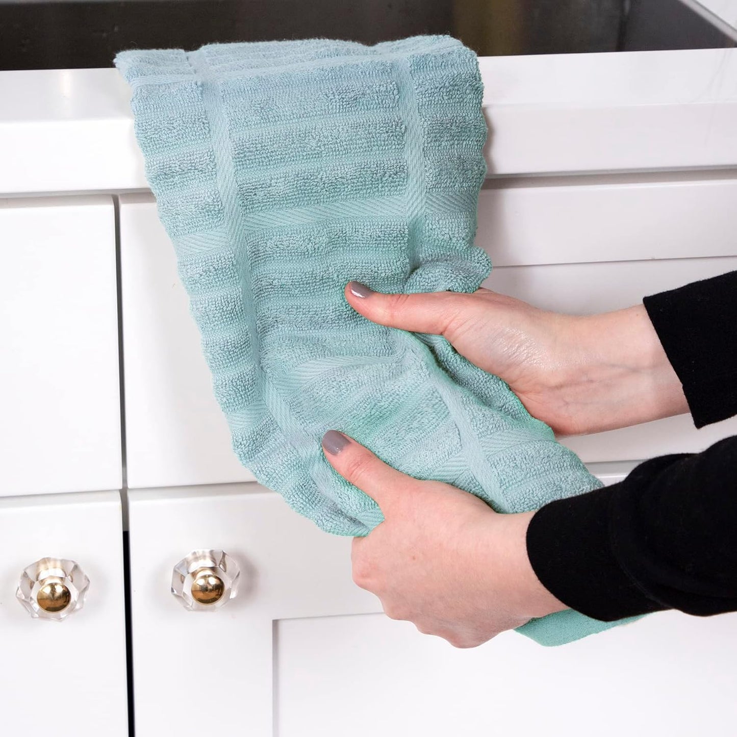 All-Clad Solid Kitchen Towels: Highly Absorbent, Super Soft Long Lasting - 100% Cotton, 17"x30" Tea Towels for Cleaning & Drying Dishes, Pans, Glassware, or Countertops, (2-Pack), Rainfall