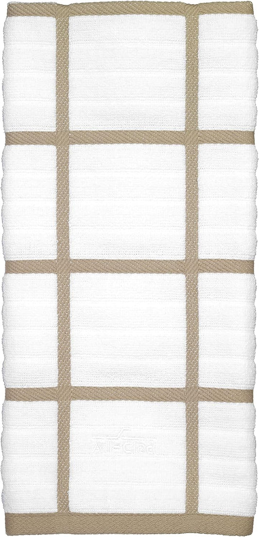 All-Clad Checked Kitchen Towel: Highly Absorbent, Super Soft Long Lasting - 100% Cotton, 17"x30" Tea Towel for Cleaning & Drying Dishes, Pans, Glassware, or Countertops, (1-Pack), Cappuccino