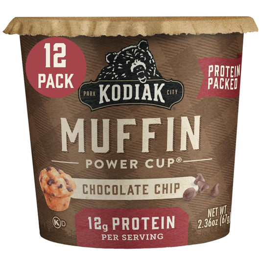 Kodiak Cakes Minute Muffins, Chocolate Chip, 2.36 Ounce (Pack of 12)
