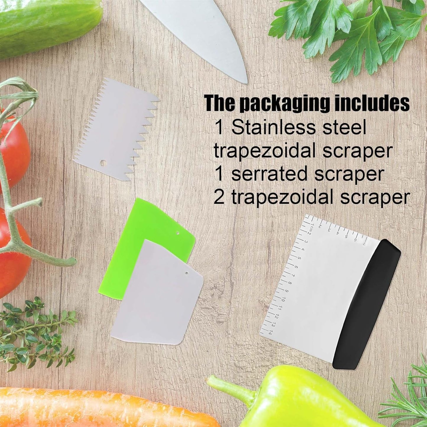 Dough Scraper Plastic Bench Scraper, Dough Scraper Tool Dough Cutter, Flexible Bench Scraper for Making Bread Pizza, 4 PCS