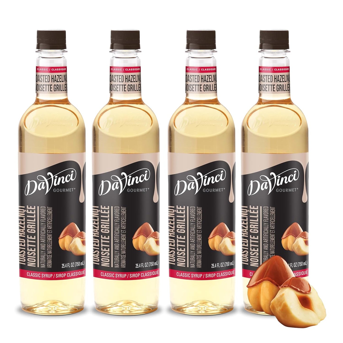 DaVinci Gourmet Classic Toasted Hazelnut Syrup, 25.4 Fluid Ounces (Pack of 4)