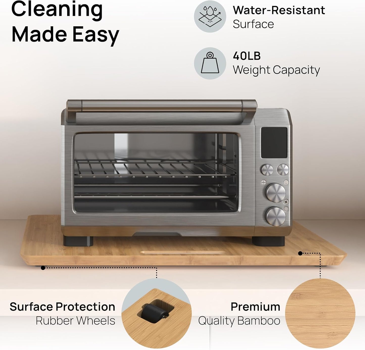 Ibyx Elegant Sliding Tray for Your Coffee Maker & Heavy Kitchen Appliances - Sturdy, Slides Easily from Under The Cabinet (Natural, 21" W x 15" D)