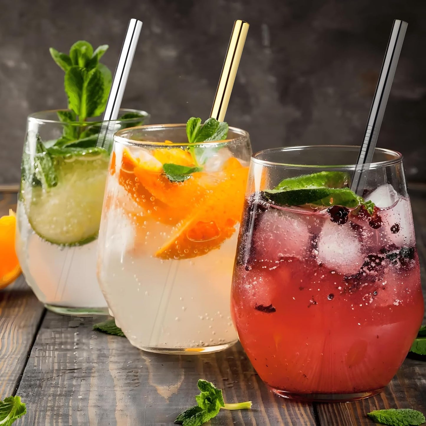 6 Pack 12 Inch Reusable Metal Stainless Steel Straight Straw,with 6Silicone Tips and 2Cleaning Brush for Simple Modern 32,40oz Tumbler,40oz Stanley, 24 oz Starbucks Cup(8mm Silver)