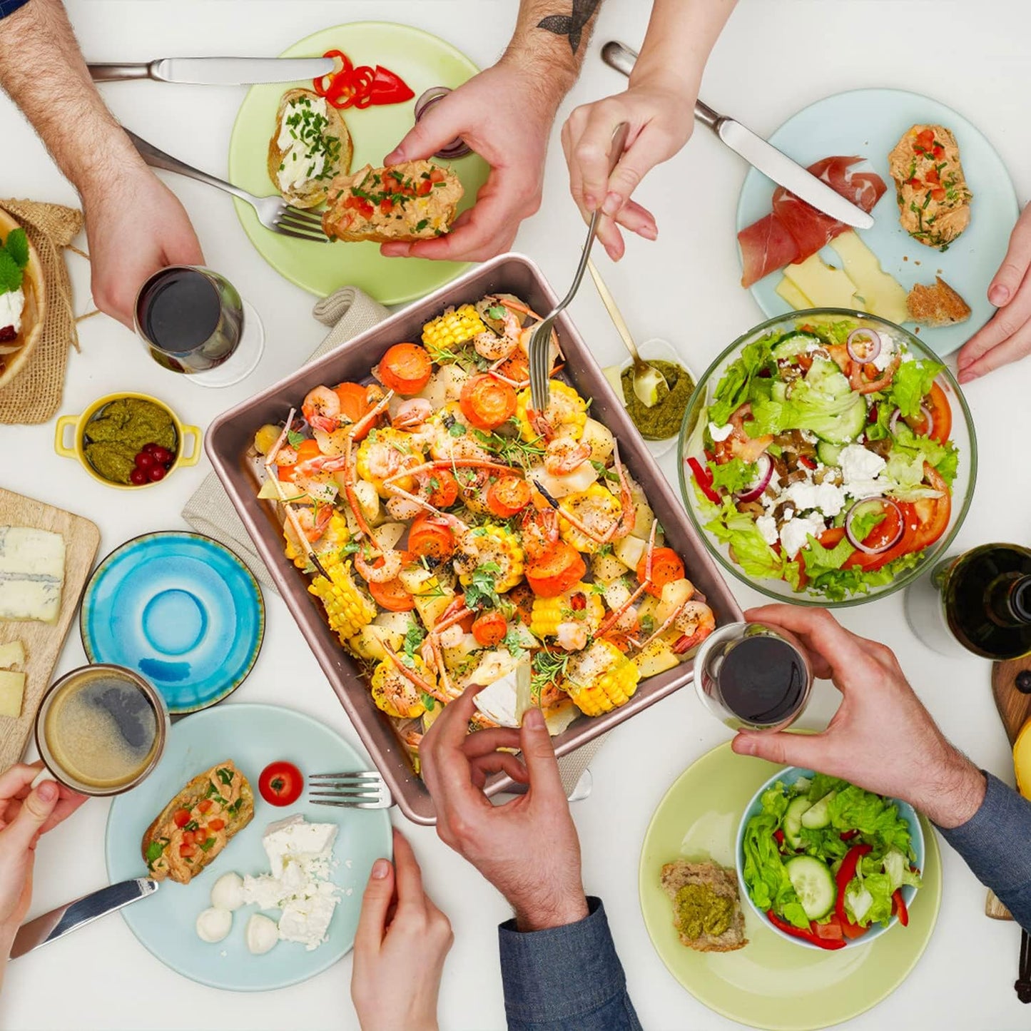 2 Pack Baking Sheet Pans, Deep Size Baking Pan Nonstick Cookie Sheet Brownie Cake Pan Bread Pan Toaster Oven Tray Bakeware, 12.7x10.6x2.4 Inches, Easy Clean & Food Safe (12.7 x 10.6 x 2.4)