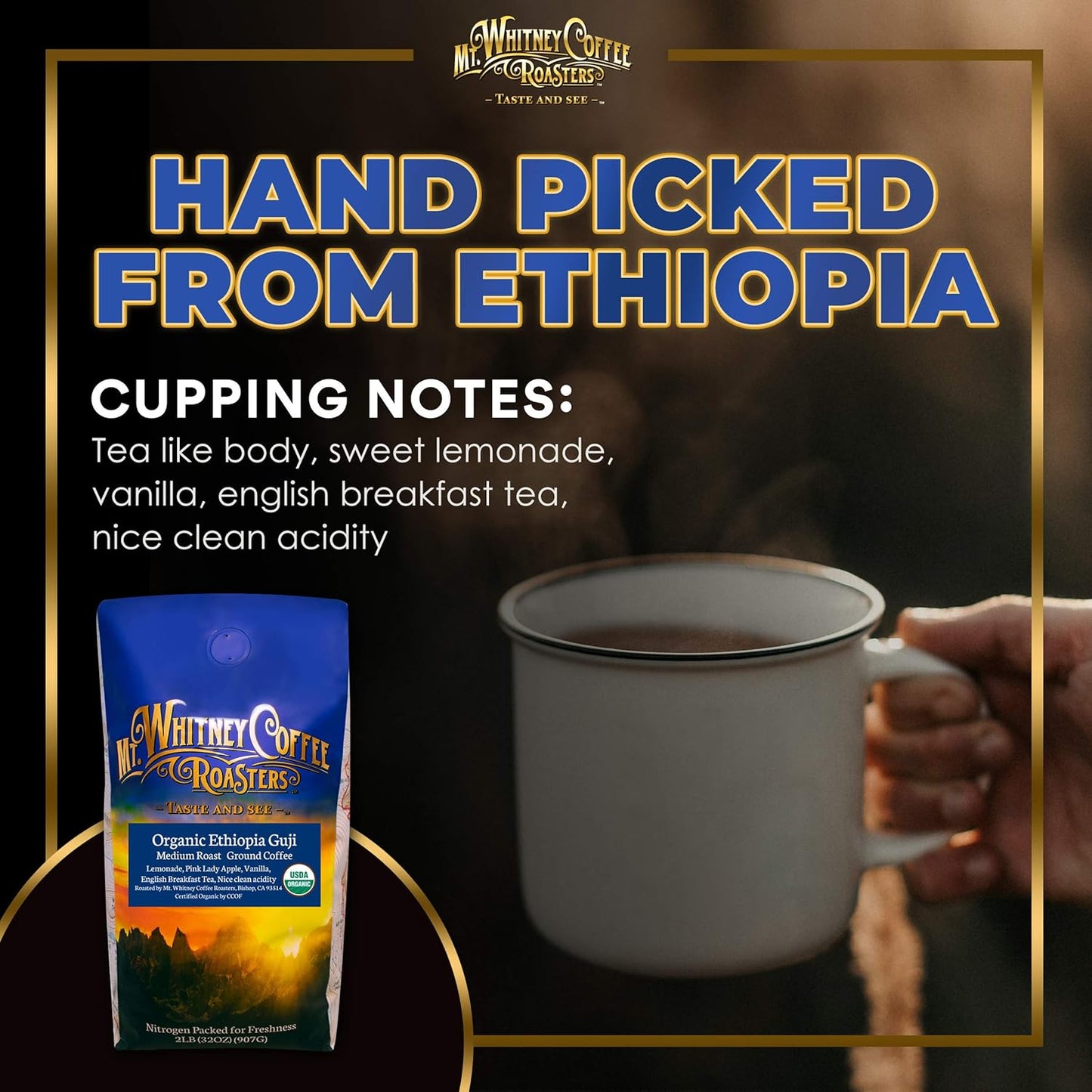 Mt. Whitney Organic Ethiopia Guji Coffee (Ground, 2 Lb)