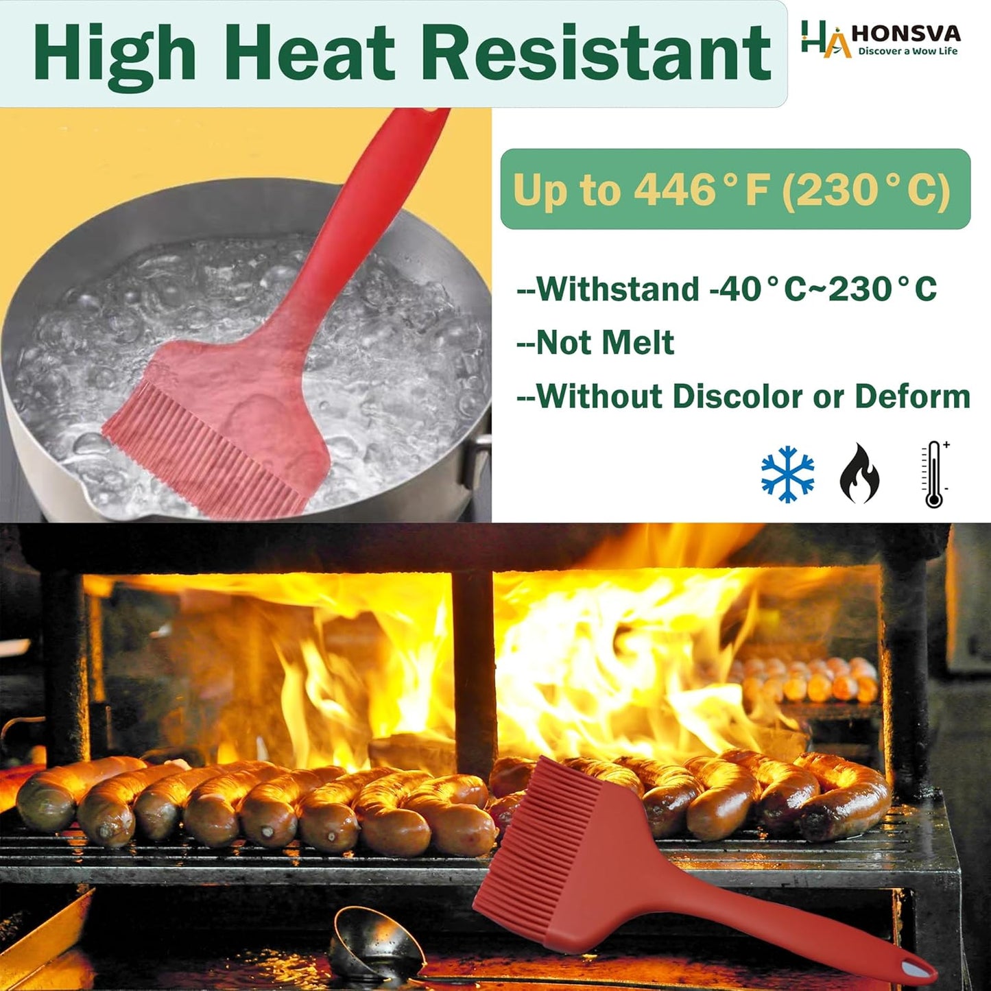 Large Silicone Sauce Brush for Basting, Heat Resistant, W/3.5" L/8.5", One-Piece Design Kitchen Utensil for Baking, Grilling, Spreading Butter, BBQ Sauce, Marinade, Dishwasher Safe, 1 Pcs, Red