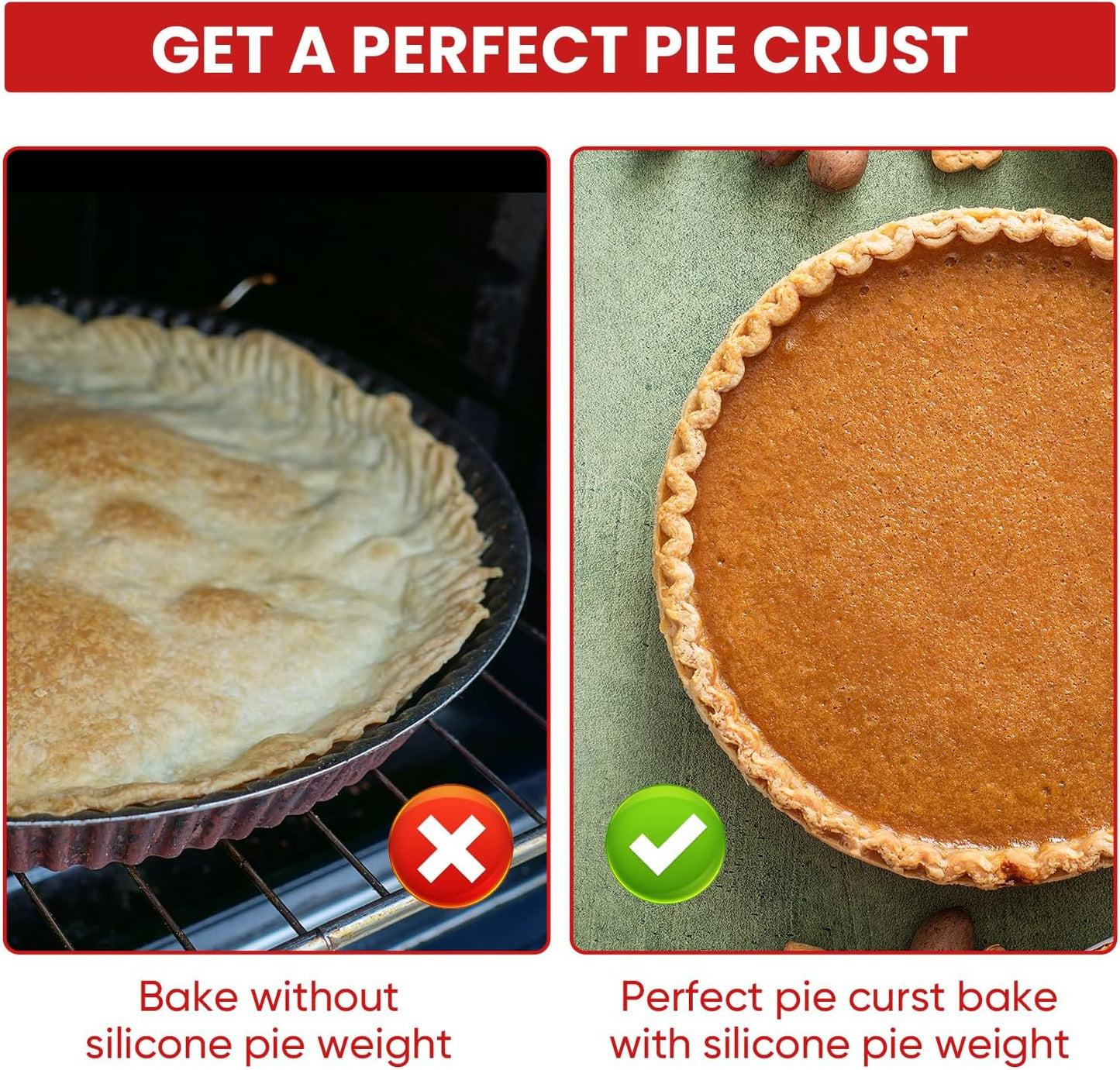 Pie Weights for Blind Baking 9" Tart Pan,Silicone Pie Weight for Baking Crust,Reusable Pies Crust Weights – for Pies/Tart/Quich– Food-Safe,Dishwasher Safe – Designed Exclusively for 9 in. Tart Pan