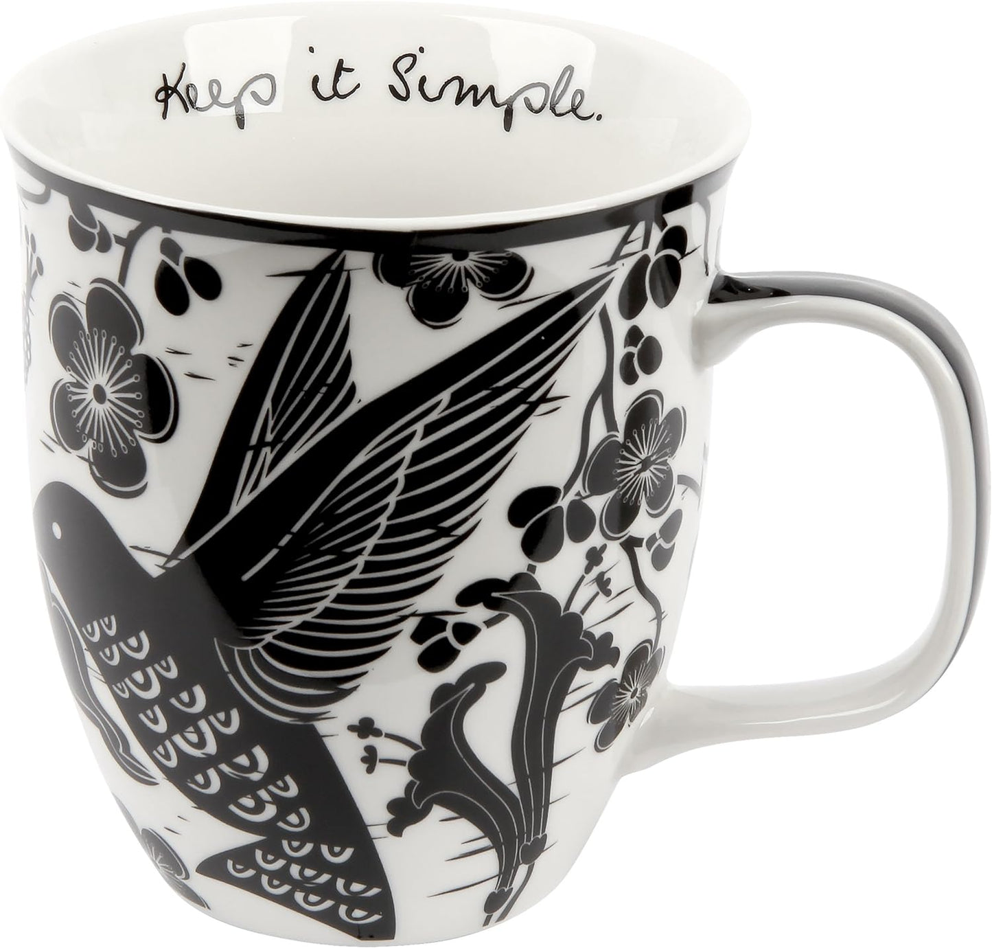 Karma Gifts 16 oz Black and White Boho Mug Hummingbird - Cute Coffee and Tea Mug - Ceramic Coffee Mugs for Women and Men, 1 Count (Pack of 1)