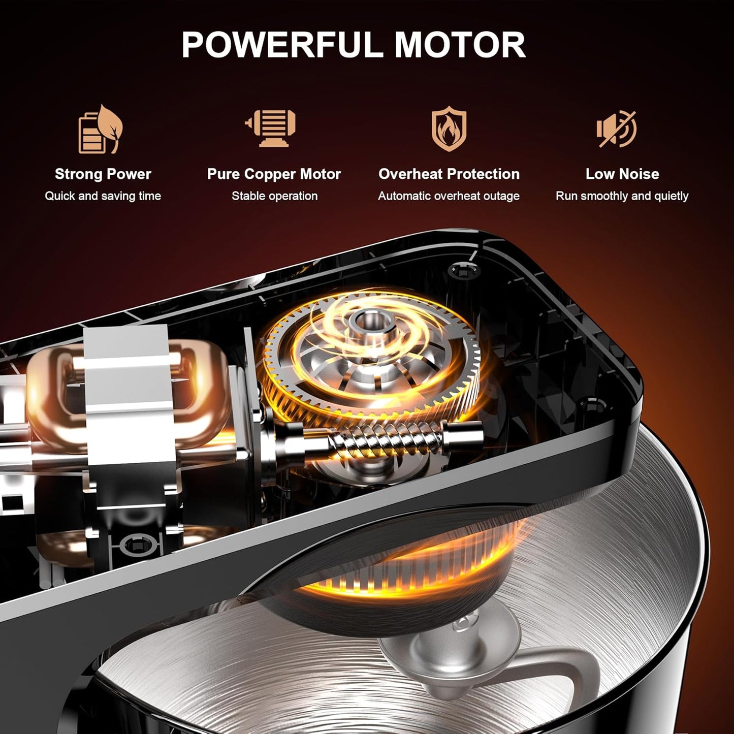 10-Speed Stand Mixer with 8-in-1 Splash Guard, Tilt-Head, 6QT Stainless Steel Bowl + Dishwasher-Safe Dough Hook/Whisk/Beater/Spatula for Baking Bread, Cakes, Cookies, Black