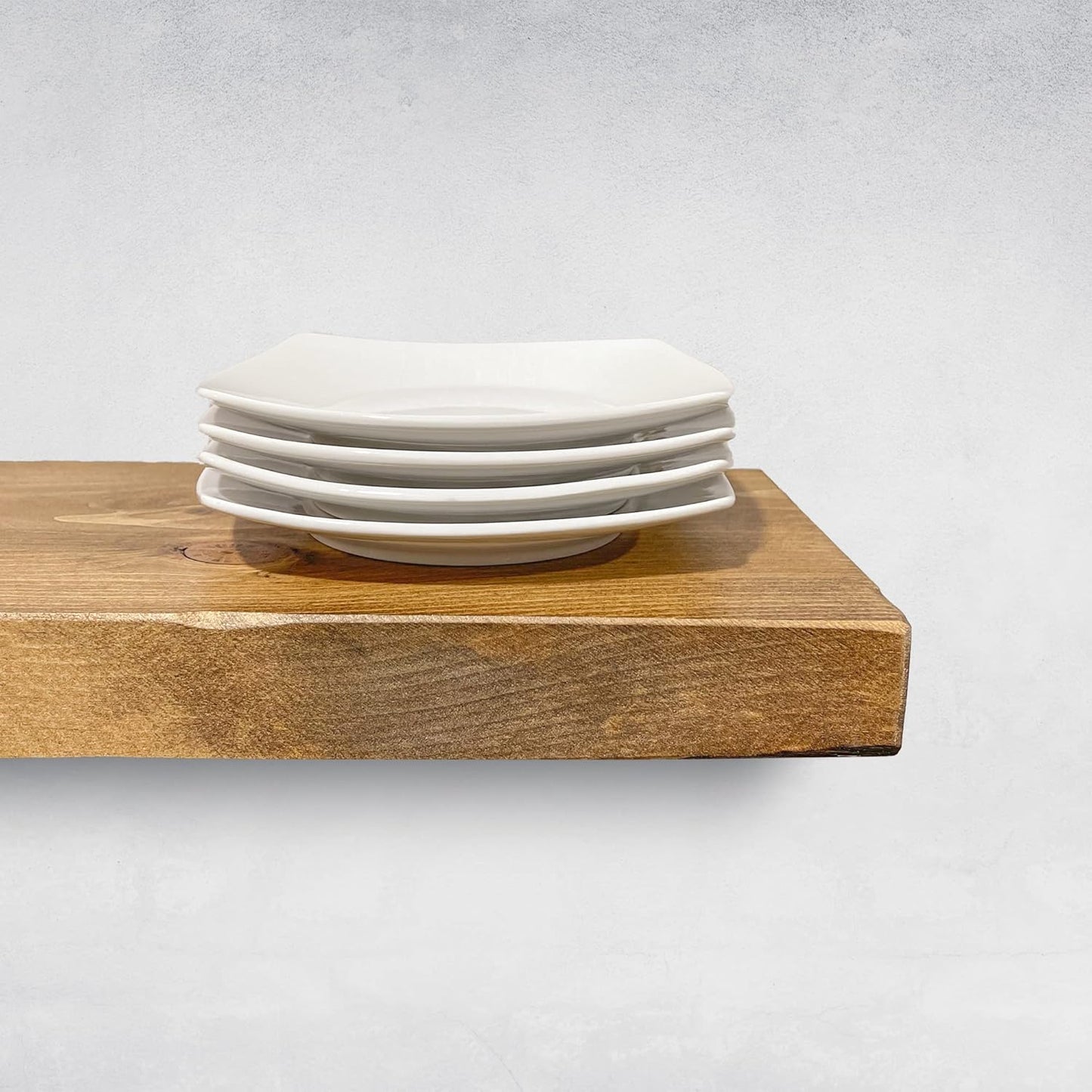 URBANDI, Rustic Floating Shelves, Set of 2, Hidden Bracket, Solid Wood, Heavy Duty, Wall Mounted Shelves, (Brown, 24Wx8D)