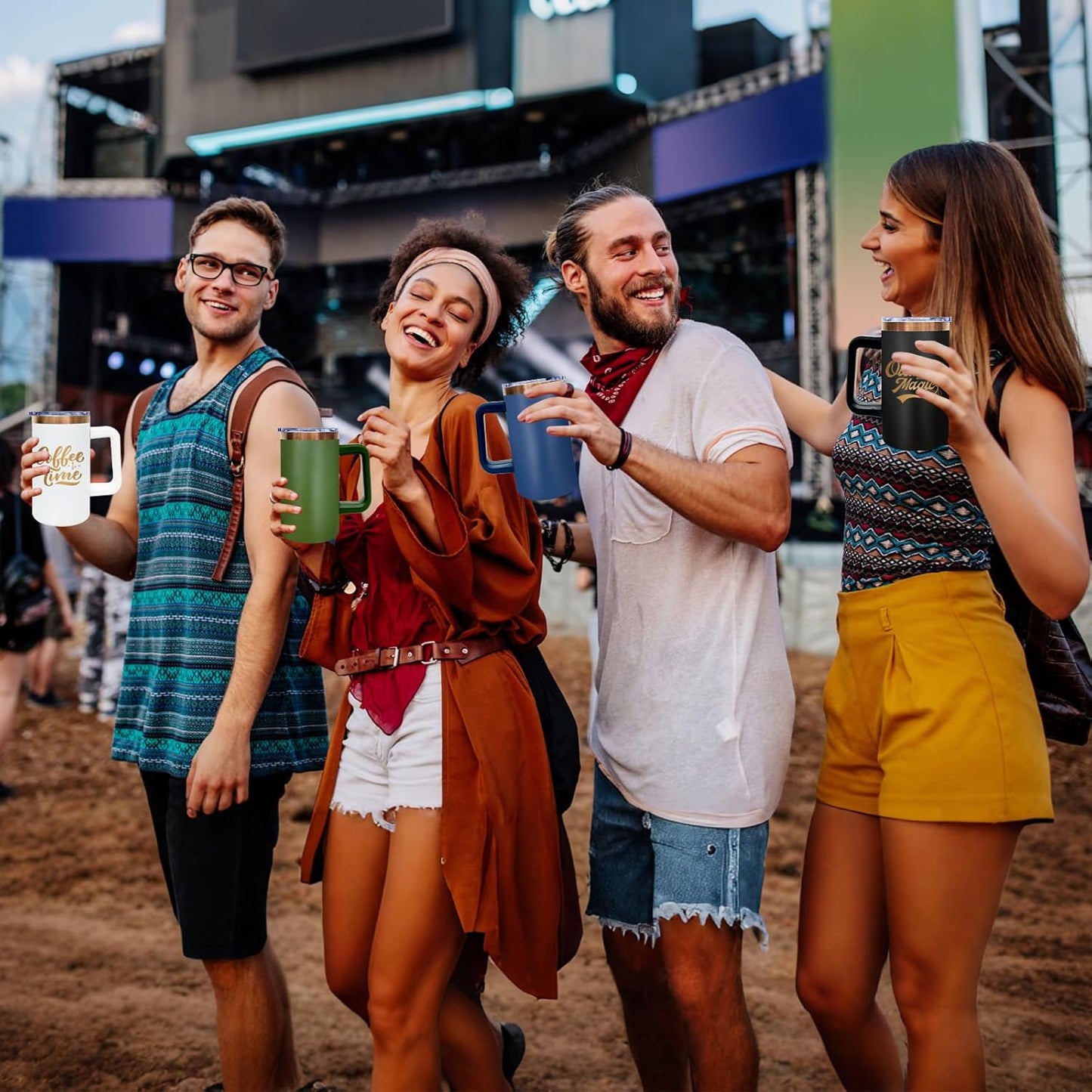 20 oz Insulated Coffee Mug with Lid, Stainless Steel Coffee Tumbler Bulk, Double Wall Vacuum Travel Mug with Handle, Leakproof Powder Coated Coffee Cups for Hot and Cold Drinks (White,1 pack)