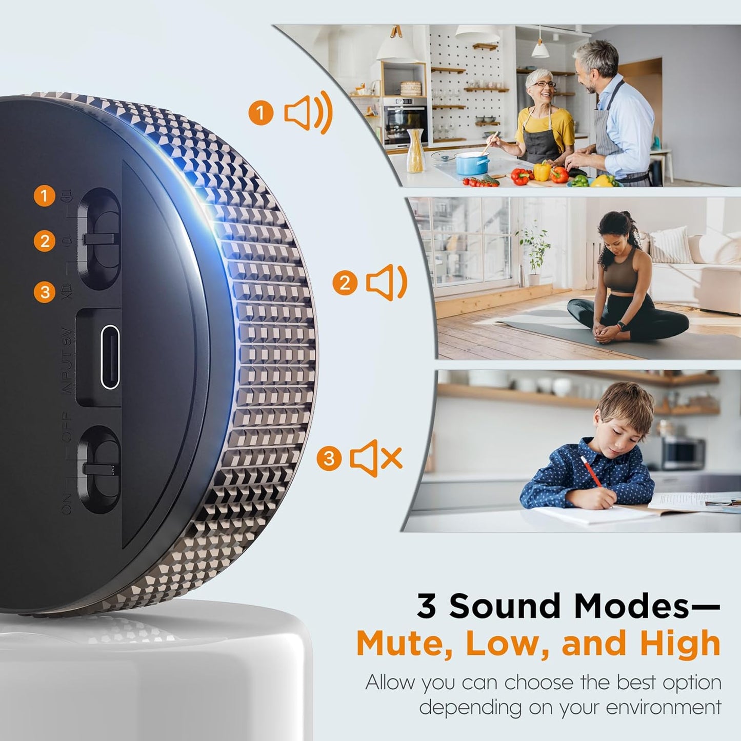 Rechargeable Magnetic Kitchen Timer-Loud Alarm Visual Productivity Timer&Pomodoro Timer with Large LED Display,3 Presets(5/15/25min),3 Volume Levels. Ideal for Cooking, Fitness&Office Use(BN)