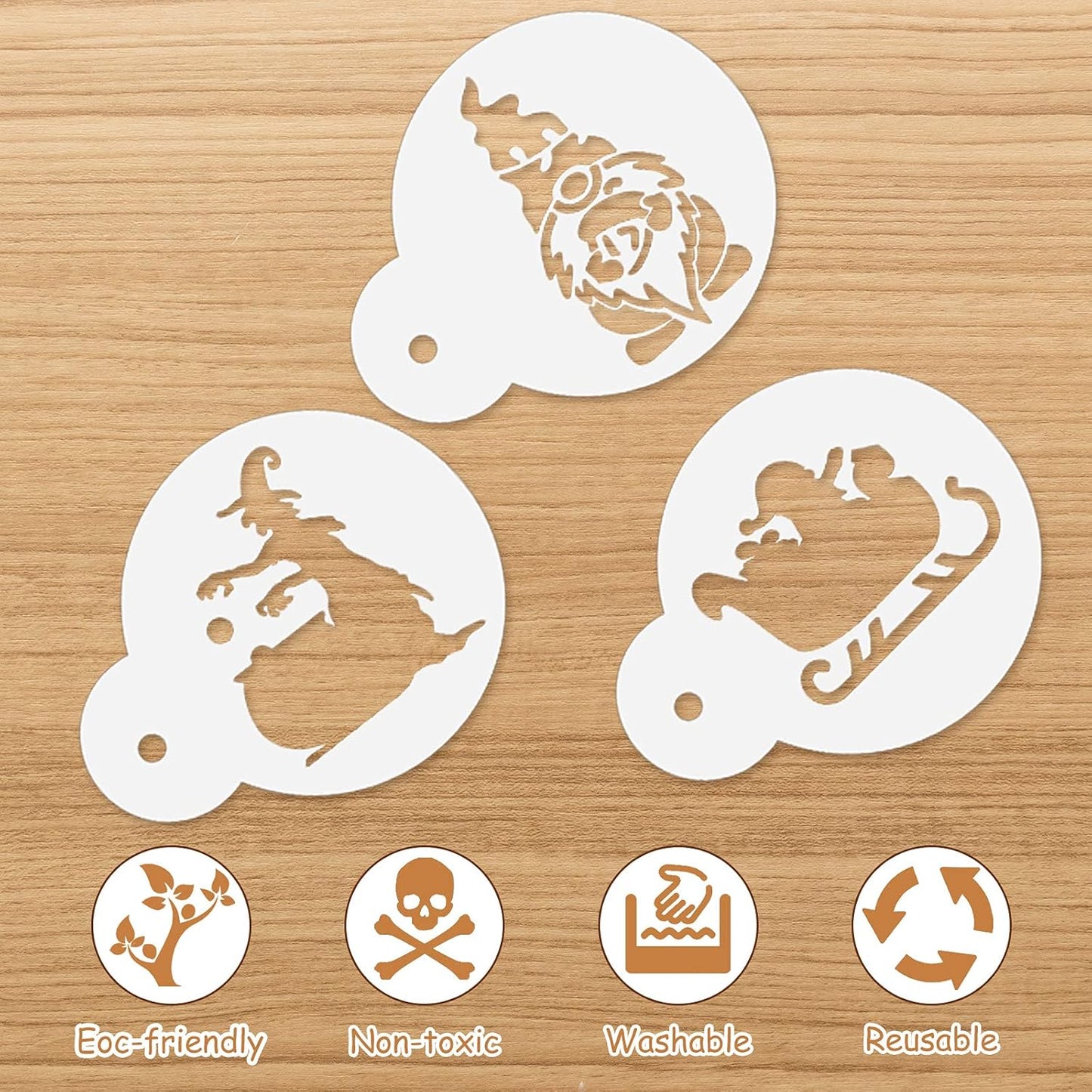 Marspark 30 Pieces Holiday Cookie Coffee Stencils Latte Art Halloween Thanksgiving Christmas Cookie Baking Stencils Templates Decoration for Cake Bread Decor, Reusable Sourdough Painting Mold Tools