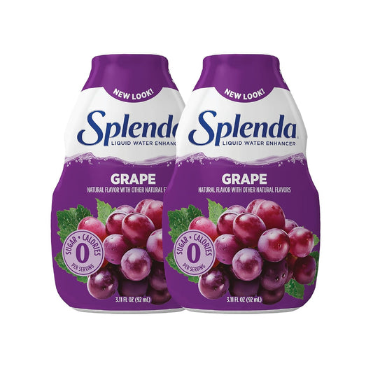 SPLENDA Liquid Water Enhancer Drops, Sugar Free, Zero Calorie, Natural Flavor, Concentrated Drink Mix, 3.11 Fl Oz Each Bottle (Grape, 2 Pack)