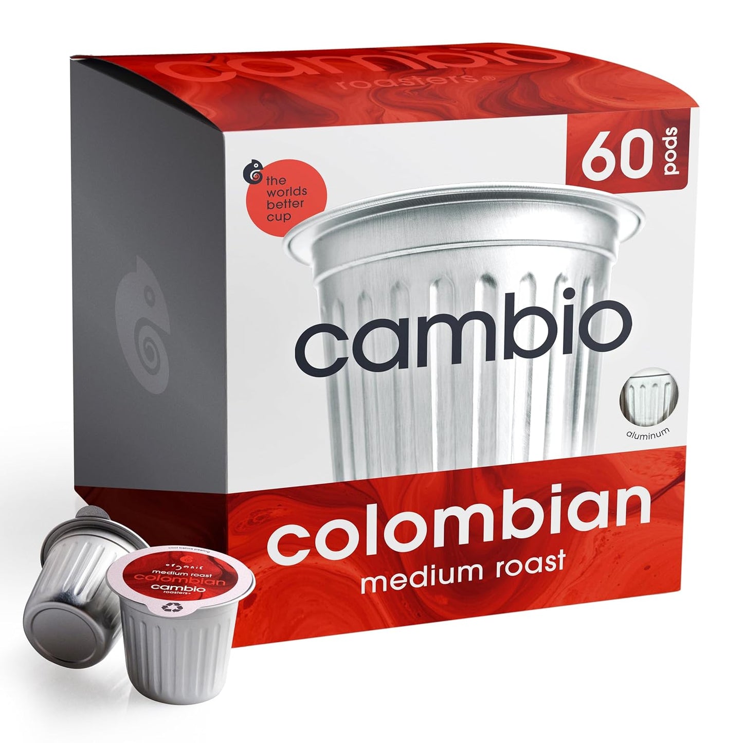 Cambio Roasters Colombian Organic Coffee K Cups for Keurig, Medium Roast Coffee K-Cup, Only Aluminum Keurig K Cups with Organic Beans, More Flavor & Longer Lasting Freshness, Medium Roast, 60 count