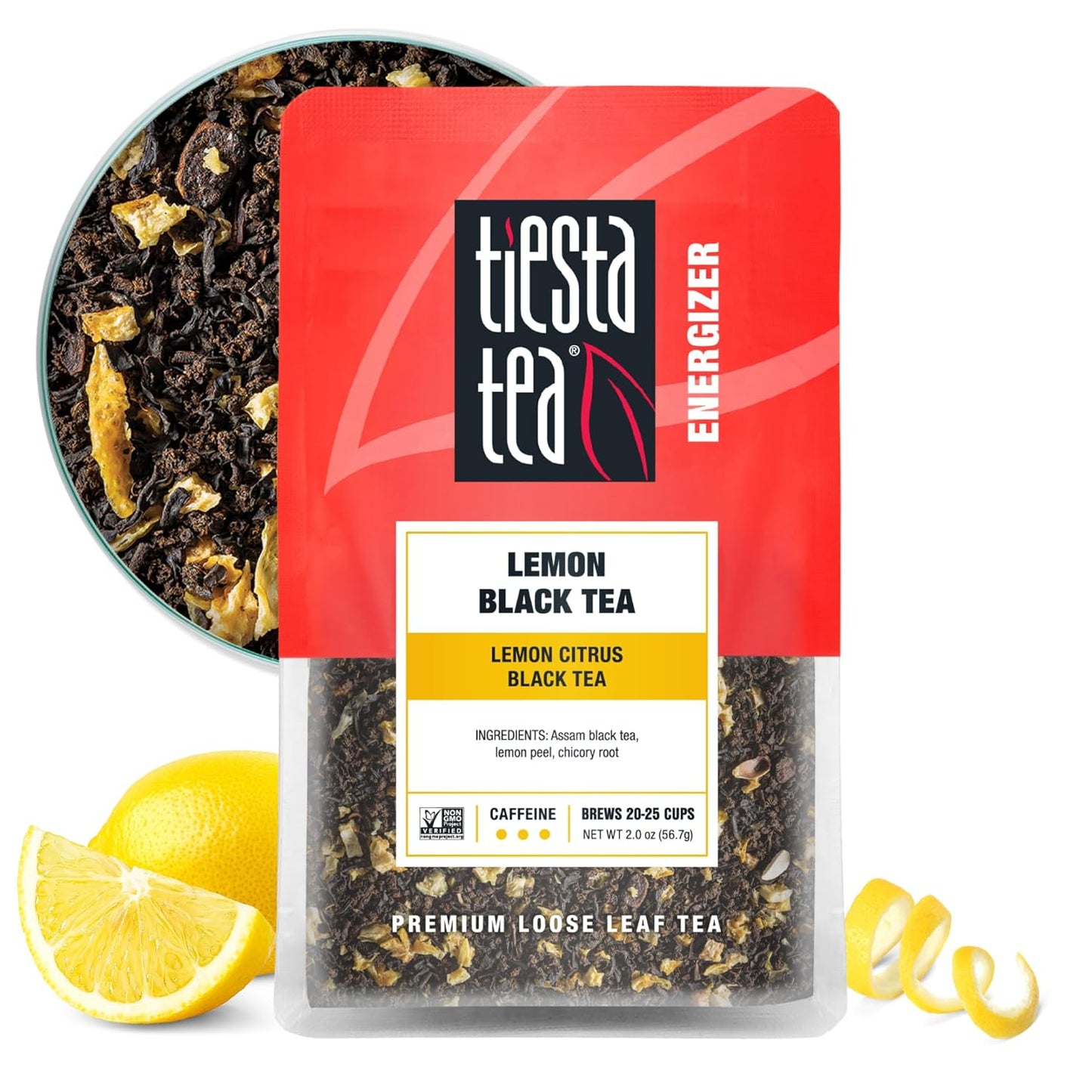 Tiesta Tea - Lemon Black Tea, Loose Leaf, Lemon Citrus Black, Premium Blend, High Caffeinated, Makes Hot or Iced, Brews Up to 25 Cups, 2 Ounce Resealable Pouch