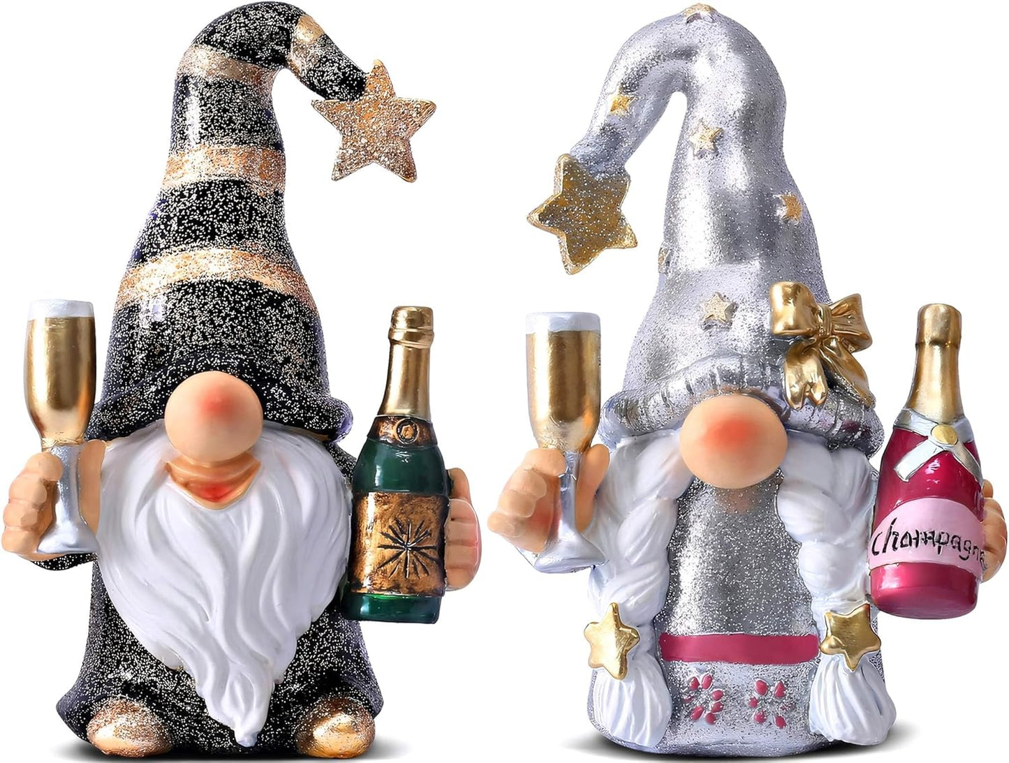 Champagne Gnomes Christmas Decorations for Home Party Gnomes Figurines Wine Bar Decor Gnomes Gifts for Women Champagne Birthday Wedding Party Decorations