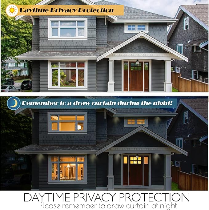 HIDBEA Window Film Daytime Privacy, Heat Control UV Blocking Reflective One Way Mirror Window Tint for Home, Non-Adhesive Self Static Cling Window Stickers (Silver, 35.4 Inch × 6.5 Feet)