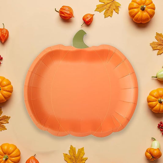 Cheerland Pumpkin Party Plates Fall Disposable Paper Plate Dessert Shaped Tableware for Summerween Birthday Baby Shower Halloween Classroom Autumn Harvest Thanksgiving Party Favor Decorations 48pcs