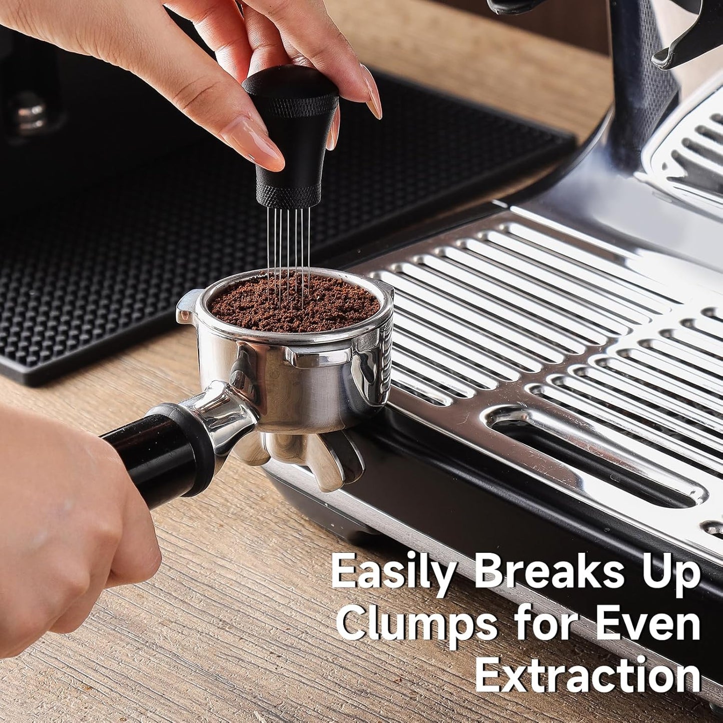 KitchenTour Espresso Accessories Kit 51mm, WDT Tool, Dosing Funnel and Puck Screen Set, 304 Stainless Steel Needle Coffee Distribution Stirrer, Portafilter Dosing Ring for Barista 51 mm