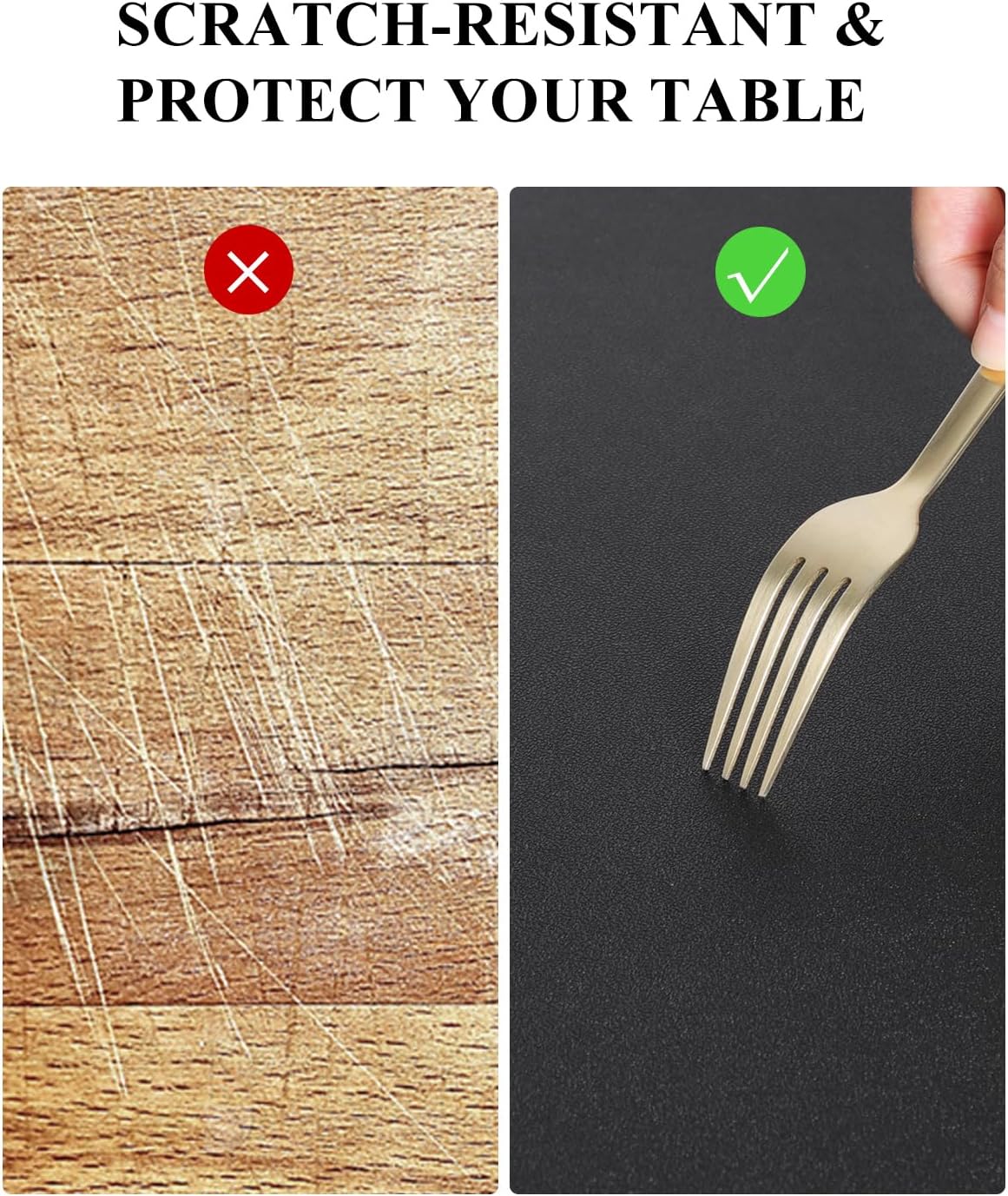 Black Plastic Table Cover Protector, 42" x 72" Waterproof Easy Flat PVC Desk Pad Mat, 1.5mm Thick Rectangle Vinyl Table Top Protector for Dining Room Table, Office, Dresser