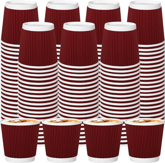 120 Pack Paper Espresso Coffee Cups, 4 oz Disposable Coffee Cups,Corrugated Insulated Ripple Wall, Paper Ripple Cup for Coffee, Hot Chocolate and Hot Tea Drinks -Red
