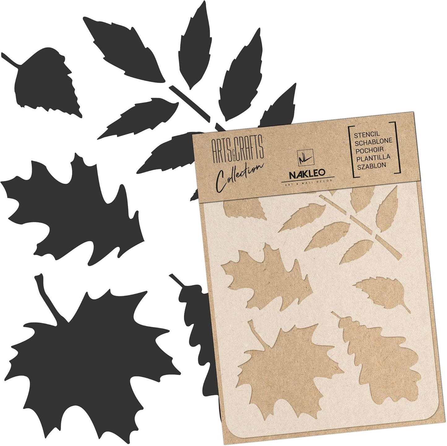NAKLEO Painting Stencil for Crafts A5 5.9” x 8.3”, Autumn Leaves Nature Pattern, Reusable Plastic DIY & Scrapbooking Drawing Template, Decoupage Art Home Decor, Wall Wood Fabric Furniture