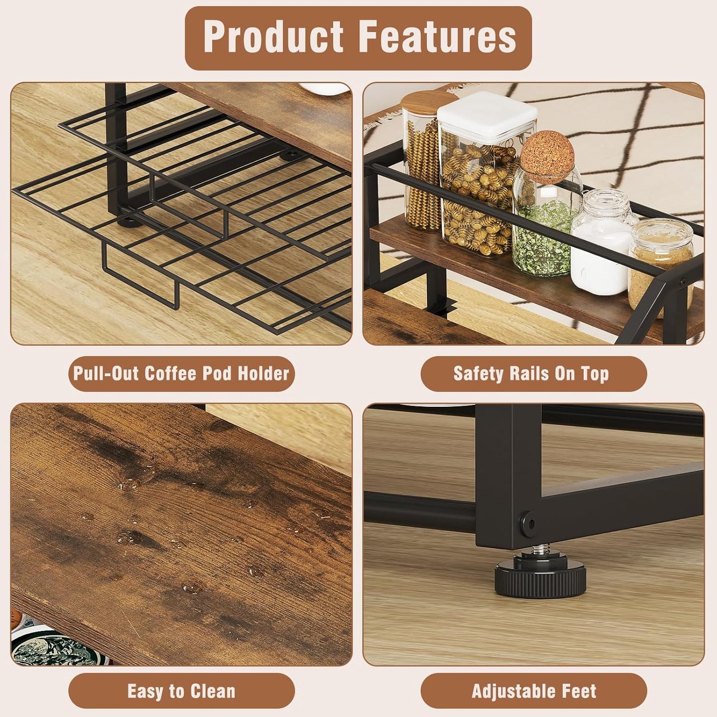 Coffee Pod Drawer Holder K-Cup Holder Drawer for 56 Coffee Pods Storage 4-Tier Coffee Pod Holder Organizer Coffee Station Organizer for Countertop Kitchen Office Coffee Bar Accessories