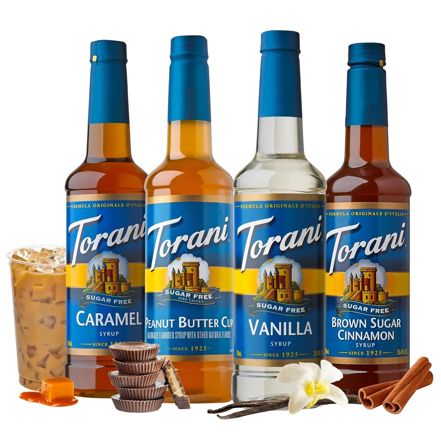 Torani Syrup Variety Packs, Sugar Free Coffee Favorites, 25.4 fl oz Bottle (Pack of 4)