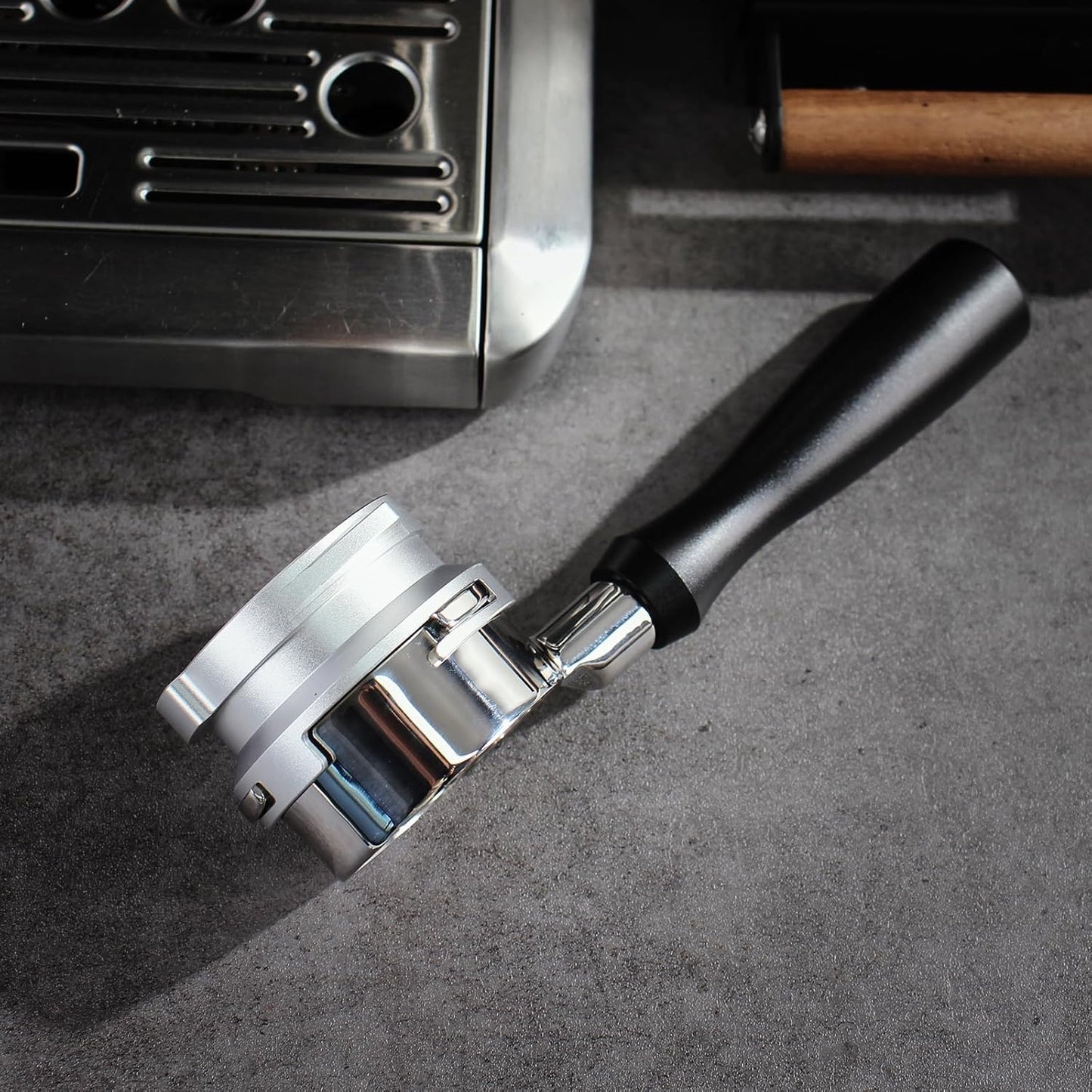 DIBTSA Espresso Dosing Funnel Compatible with Barsetto, Calphalon Temp IQ 58mm Portafilter, Aluminum Alloy, Silver