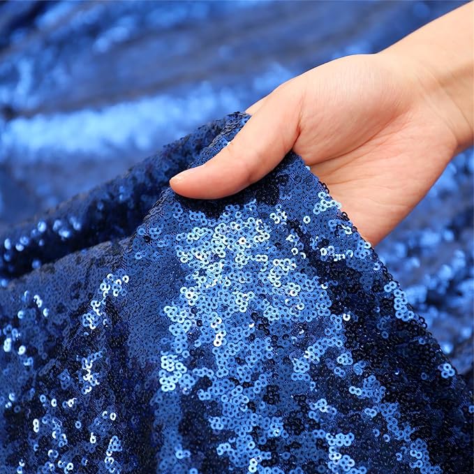 SquarePie Sequin Tablecloth 50 x 72 Inch Navy Blue Sparkly Table Linen for Wedding Party