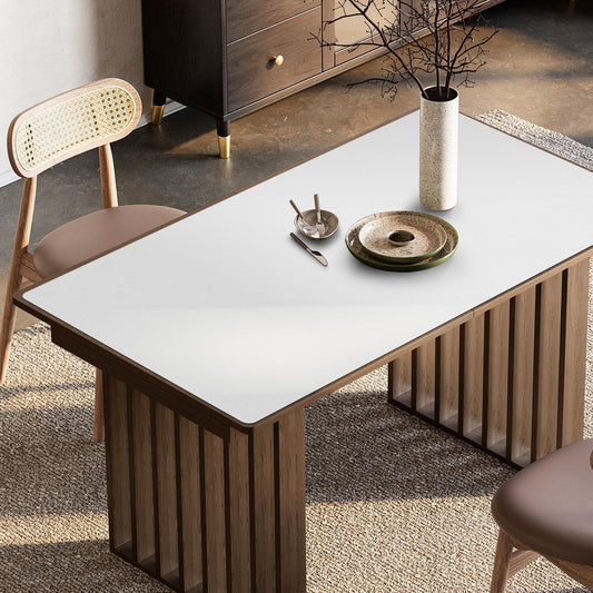 Pure White Plastic Table Cover Protector, 36" x 54" Waterproof Easy Flat PVC Desk Pad Mat, 1.5mm Thick Rectangle Vinyl Table Top Protector for Dining Room Table, Office, Dresser