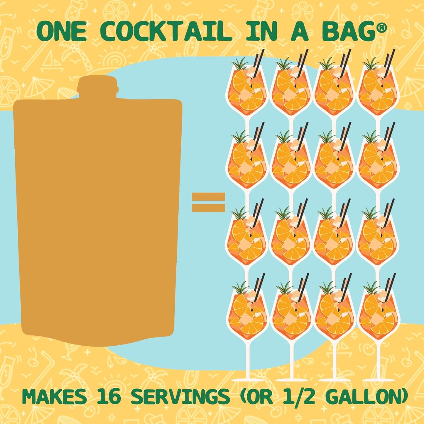 Lt. Blender's Peach Bellini in a Bag - Wine Slushie Mixes - Each Bag Makes 1/2 Gallon of Frozen Peach Bellini Mix – Non-GMO Wine Freezer mix - Make with Wine, Liquor or as a Mocktail - (Pack of 4)