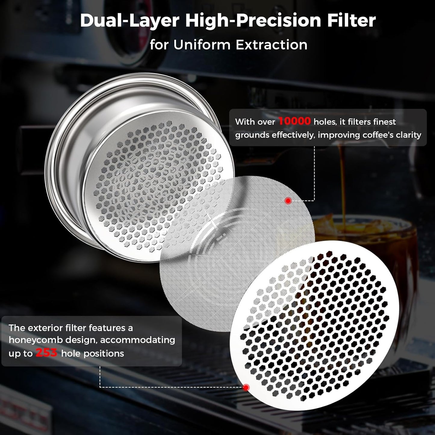 IKAPE 58mm Bottomless Naked Portafilter, Suitable for E61, Flair 58, ECM, Rocket, Sanremo, Synesso, Slayer, VBM Coffee Machines (Included 20g Capacity Filter Basket)