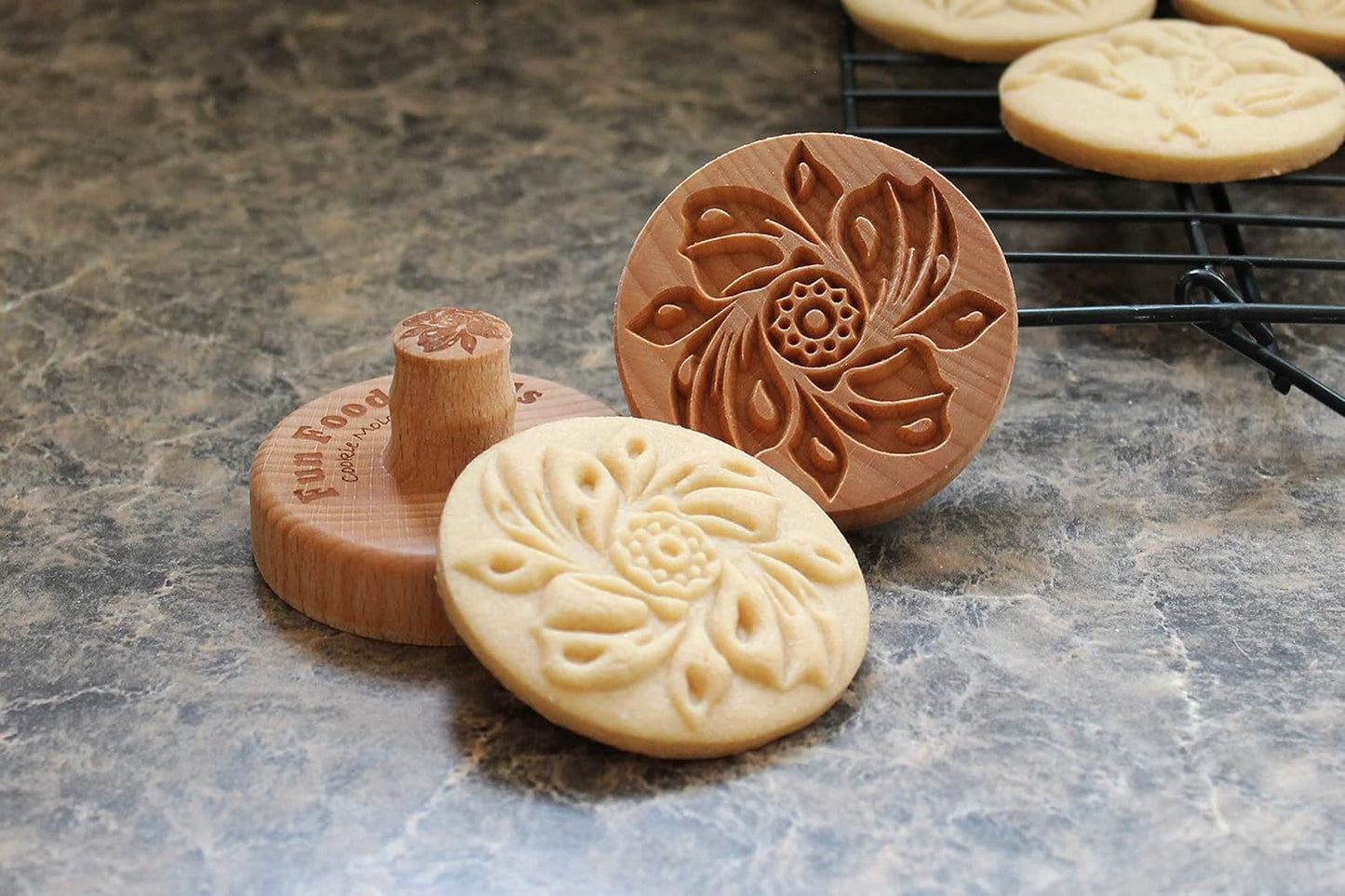 Wood Cookie Stamp, 2.5 Inch (Whirling Flower CS-041)