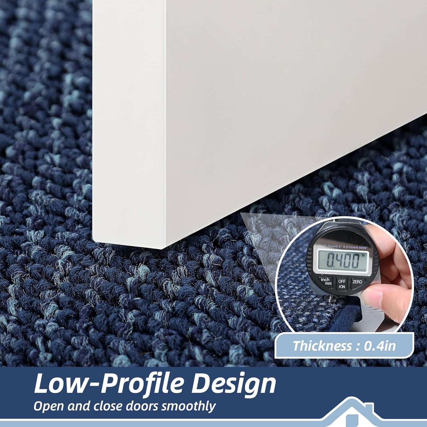 BEQHAUSE Dirt Trapper Door Mat 24" x 60", Non-Slip Washable Doormats Entrance Mat, Dirt Resistant and Absorbent Welcome Mat, Low Profile Floor Mats for Front Back Door and Entryway, Blue