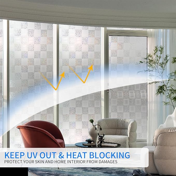 Window Film Privacy Day and Night with Installation Tools, Static Cling Glass Film Ideal for Home Shower Office Glass Door (White, 23.6 x 78.7 Inch)