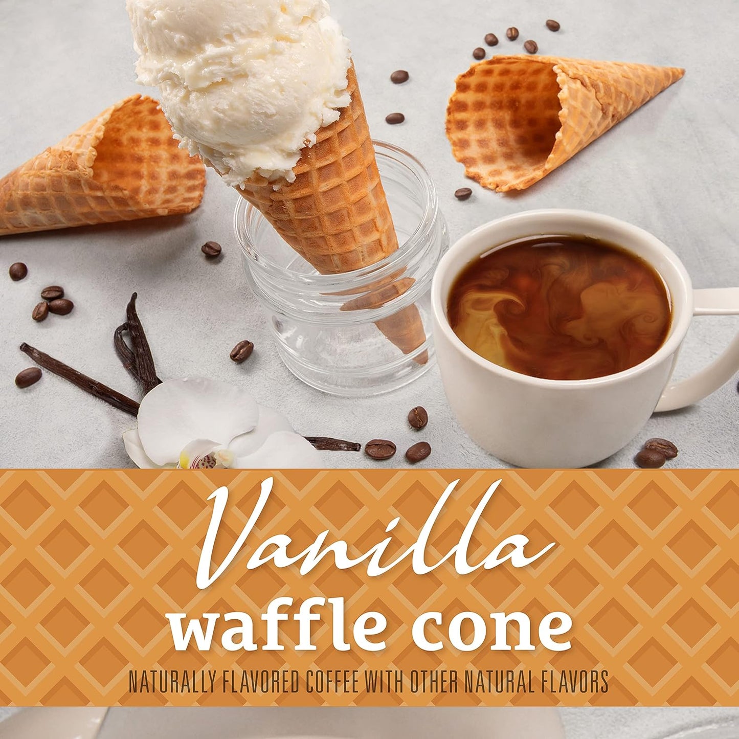 Community Coffee Vanilla Waffle Cone 60 Count Coffee Pods, Ice Cream Flavored, Compatible with Keurig 2.0 K-Cup Brewers, 10 Count (Pack of 6)