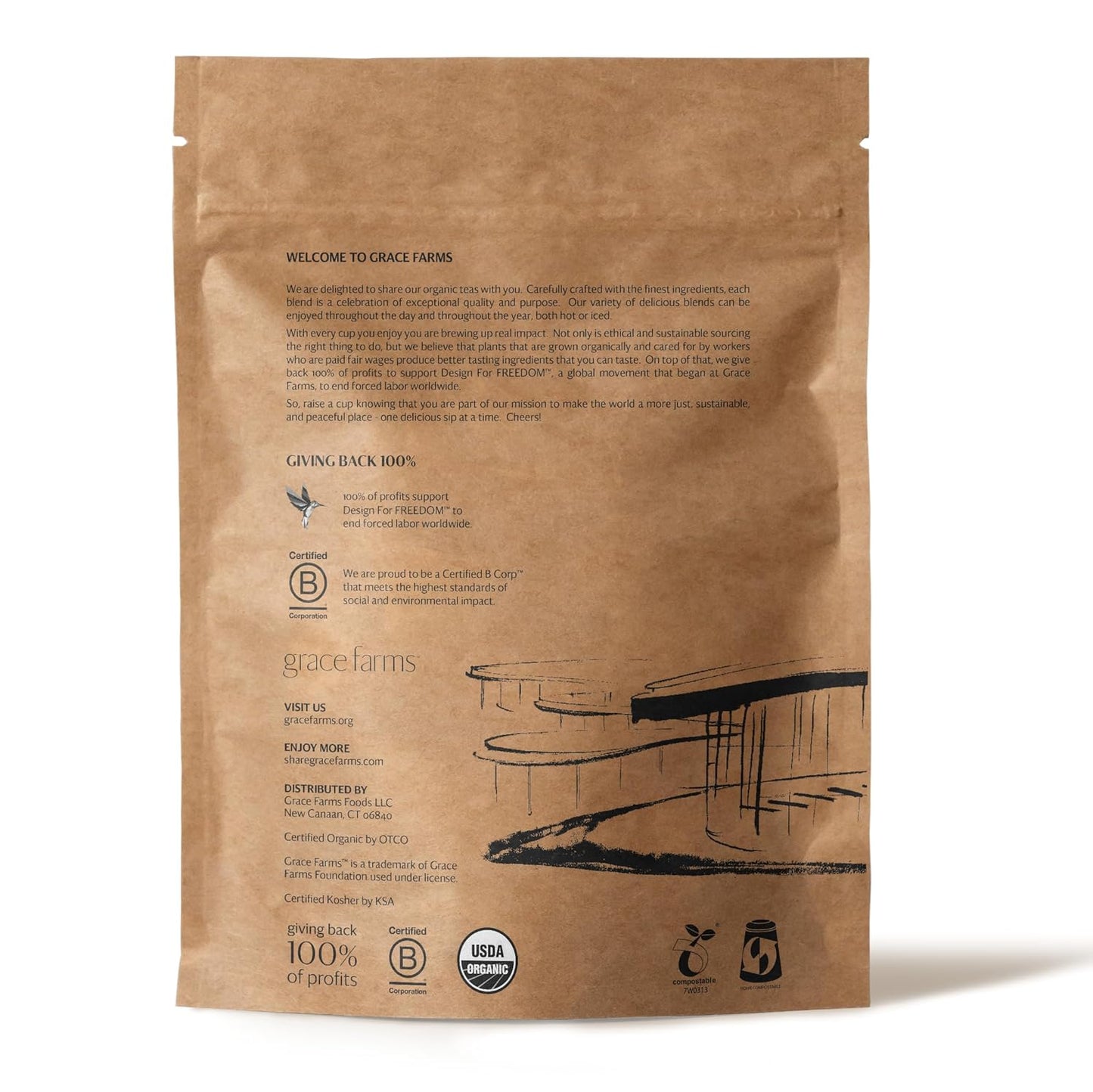 Grace Farms HIBISCUS ORANGE ORGANIC ICED TEA (Twelve 1qt. Brew Bags, 3 Gallons) | Refreshing, Tart and Vibrant, Naturally Sweet Sugar-Free | Easy Cold Brew