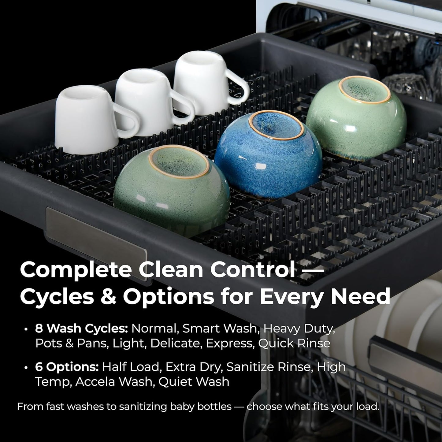 Kenmore 22-14629 24" Built-in Dishwasher-Quiet Tub with TurboDry, Leak, & SmartWash Soil Detection-15 Place Settings-49 DBA-Energy Star Certified, 24.61"D x 23.55"W x 33.88"H, Black