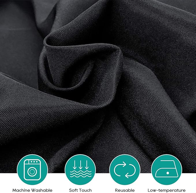 Surmente 132 inch Round Tablecloths -2 Pack Black Round Table Cloths, Polyester Fabric Table Covers for Wedding, Party, Banquet, or Restaurant