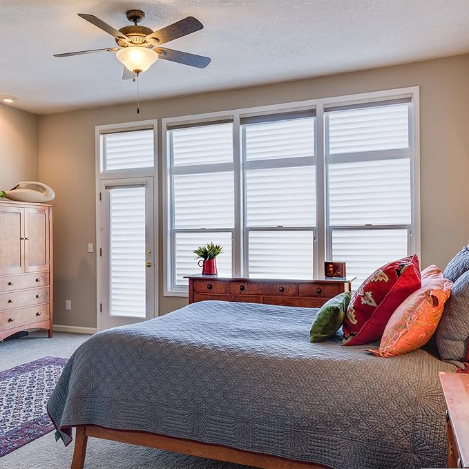 Window Privacy Film with Installation Tools, Blinds Pattern, Static Cling, Anti UV, Heat Control, Ideal for Home Shower Office Glass Door (Blinds Pattern, 35.4X157.4Inch)