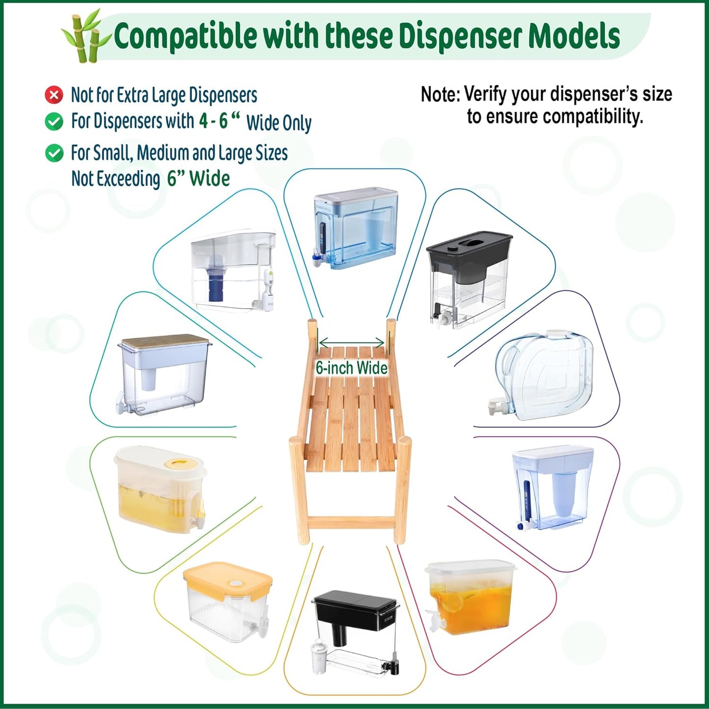 ZPirates Water Dispenser Stand - Holder for Drink Dispensers/Pitchers for Countertops, Lemonade Stands, Parties - Sturdy, Long-lasting Natural Bamboo