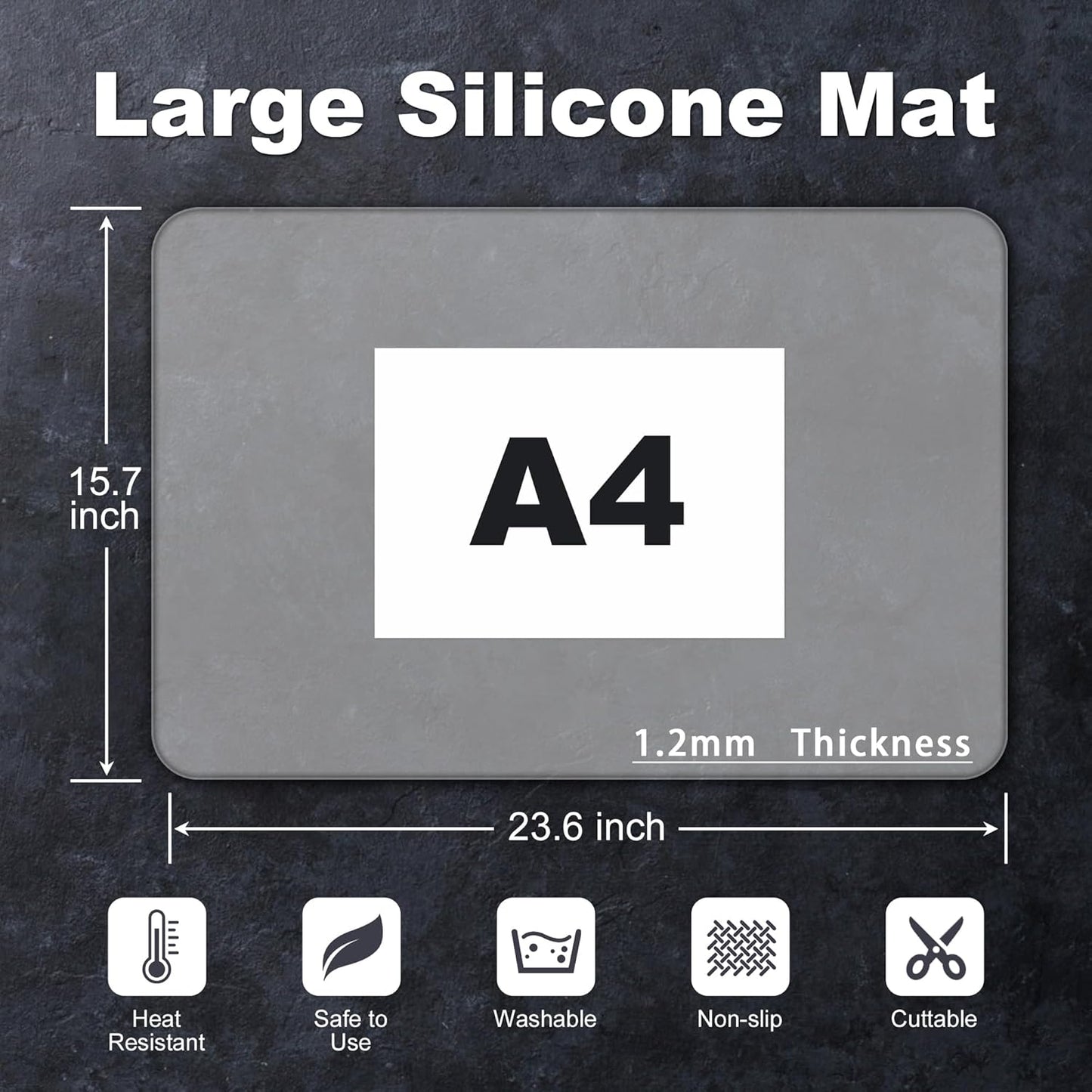 Silicone Mat for Kitchen Counter, Silicone Mat Trimable to Size (Translucent, 23.6×15.7inch-2PCS), BPA-Free Silicone Placemat, Heat-Resistant NonSlip Table Mat for Air Fryer, Countertop Protector Mat