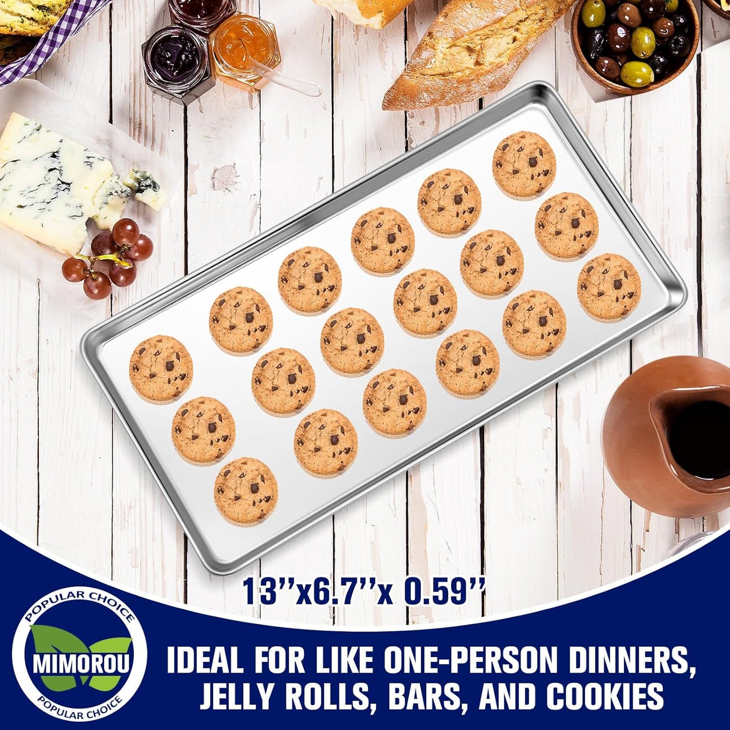 Mimorou 12 Pcs Baking Sheet Stainless Steel Cookie Small Metal Sheet Pans Professional Rectangle Oven Trays Kitchen Baking Cooking Oven and Toaster, Dishwasher Safe